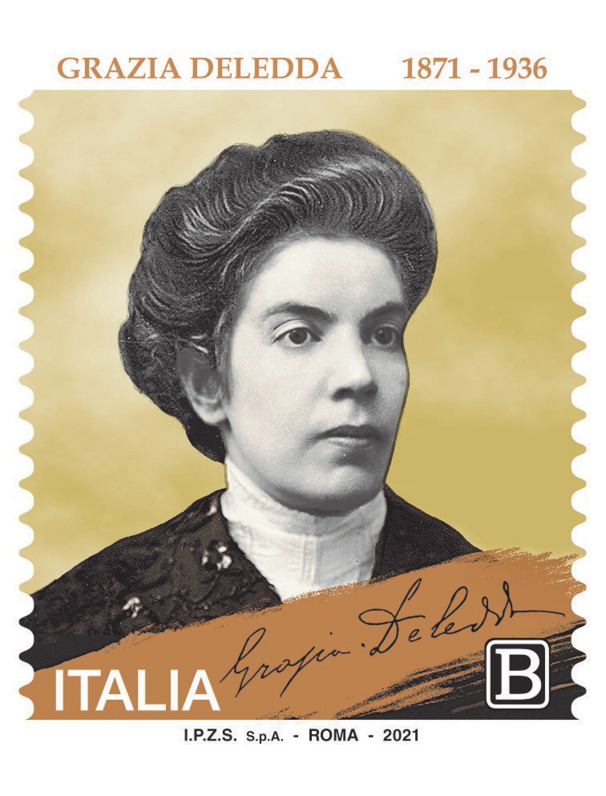 Francobollo commemorativo in occasione dei 150 anni dalla nascita della scrittrice, emesso il 27 Settembre 2021
